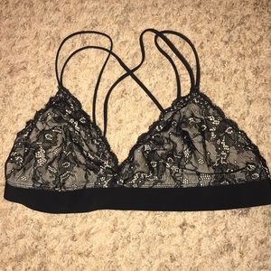 Nude and Black Lace Bralette